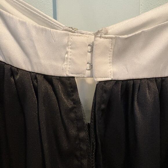 NWT Sky To Moon Mini Dress Small Black White Satin Slip Rhinestone Trim Bustier - Picture 12 of 16